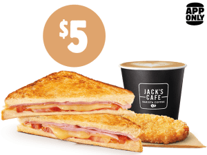 DEAL: Hungry Jack's - $5 Ham, Cheese & Tomato Toastie Meal Pickup via App 1