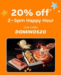 DEAL: Domino's - 20% off with $20 Spend from 2-5pm via Menulog 8