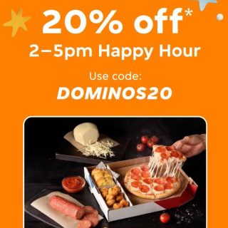 DEAL: Domino's - 20% off with $20 Spend from 2-5pm via Menulog 7