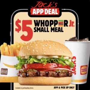 DEAL: Hungry Jack's - $5 Whopper Junior Small Meal via App 3