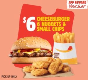 DEAL: Hungry Jack's - Cheeseburger, 6 Nuggets & Small Chips for $6 via App (until 2 October 2023) 3