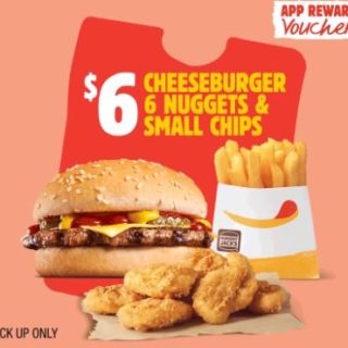 DEAL: Hungry Jack's - Cheeseburger, 6 Nuggets & Small Chips for $6 via App (until 2 October 2023) 2