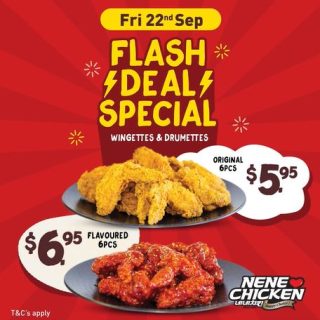 DEAL: Nene Chicken - 6 Wingettes & Drumettes for $5.95 (VIC/NSW/QLD), 4 Wings for $5.95 (WA) or $6.85 (NT) on 22 Friday 2023 7