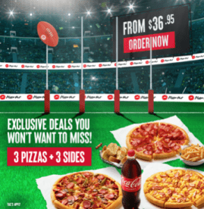 DEAL: Pizza Hut - 3 Pizzas + 3 Sides for $36.95 Pickup or $39.95 Delivered 3