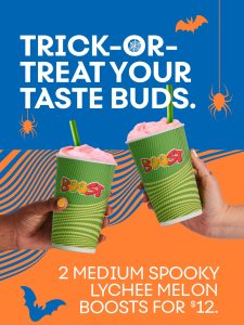 DEAL: Boost Juice - 2 Medium Spooky Lychee Melon Boosts for $12 at Selected Stores (until 31 October 2023) 8