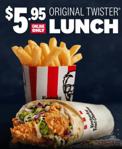 DEAL: KFC $5.95 Original Twister Lunch via App or Website (North QLD Only) 28