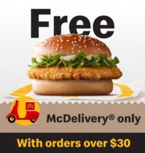 DEAL: McDonald's - Free McChicken with $30+ Spend with McDelivery via MyMacca's App (until 22 October 2023) 36