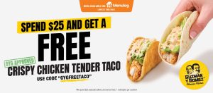 DEAL: Guzman Y Gomez - Free Crispy Chicken Tender Taco with $25 Spend via Menulog (until 6 November 2023) 1 DEAL: Guzman Y Gomez - Free Crispy Chicken Tender Taco with $25 Spend via Menulog (until 6 November 2023) 1