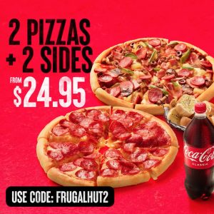 DEAL: Pizza Hut - 2 Pizzas & 2 Sides $24.95 Pickup/$29.95 Delivered, 3 Pizzas & 3 Sides $32 Pickup/$35 Delivered (Frugal Feeds Exclusive) 3