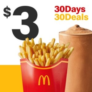 DEAL: McDonald’s - $3 Medium Fries & Medium Shake on 8 November 2023 (30 Days 30 Deals) 3