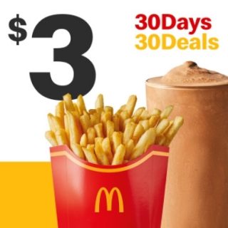 DEAL: McDonald’s - $3 Medium Fries & Medium Shake on 8 November 2023 (30 Days 30 Deals) 1