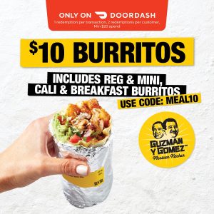 DEAL: Guzman Y Gomez - $10 Burritos with $20 Spend via DoorDash (until 26 November 2023) 30