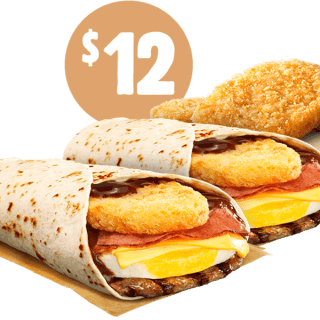 DEAL: Hungry Jack's - 2 Big BBQ Brekky Wraps & 2 Hash Browns Pickup for $12 via App 8