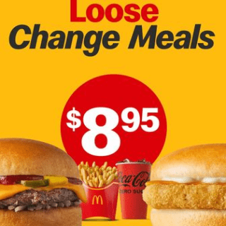 DEAL: McDonald's - $8.95 Loose Change Meal with 2 Cheeseburgers or Chicken 'n' Cheese, Medium Fries & Drink 1