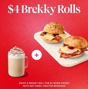DEAL: Starbucks - $4 Brekky Roll with Any Hand Crafted Beverage 4 DEAL: Starbucks - $4 Brekky Roll with Any Hand Crafted Beverage 4