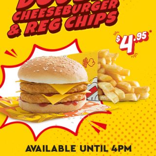 DEAL: Chicken Treat - Double Cheeseburger & Regular Chips for $4.95 until 4pm Daily (until 12 March 2024) 3