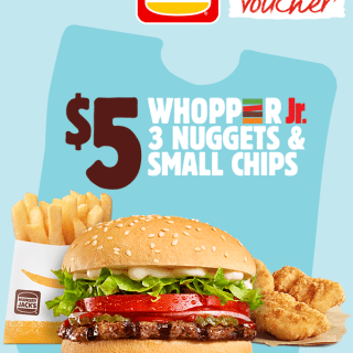 DEAL: Hungry Jack's - $5 Whopper Junior, Small Chips & 3 Nuggets via App (until 1 April 2024) 5