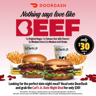 DEAL: Carl's Jr - $30 Date Night Deal via DoorDash (until 14 February 2024) 1