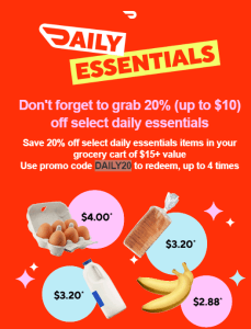 DEAL: DoorDash - 20% off Select Daily Essentials at Grocery & Convenience Stores with $15+ Spend (until 31 March 2024) 8