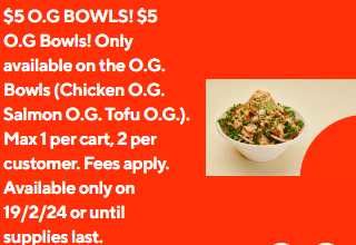 DEAL: Fishbowl - $5 O.G. Bowl via DoorDash (19 February 2024) 1