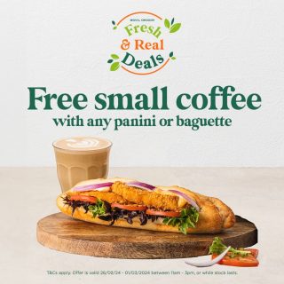 DEAL: Soul Origin - Free Small Coffee with Any Panini or Baguette via App (until 1 March 2024) 1