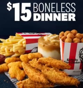 DEAL: KFC $15 Bring Back Dinner Pack - 9 pcs. Chicken, Large Chips and Potato & Gravy 13