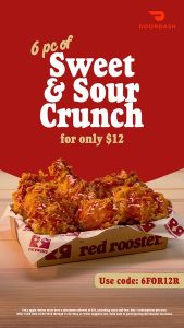 DEAL: Red Rooster - 6 Pieces of Sweet & Sour Crunch Chicken for $12 via DoorDash 12