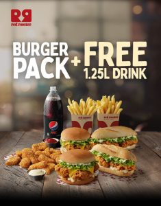 DEAL: Red Rooster - Free 1.25L Drink with Burger Pack via Click & Collect or Delivery (until 18 February 2024) 3