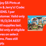 DEAL: Ben & Jerry’s – $5 Pints via DoorDash (15 March 2024)