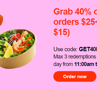 DEAL: DoorDash - 40% off Orders $25+ Between 11am to 2pm for Targeted Users (until 19 April 2024) 8
