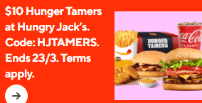DEAL: Hungry Jack's - $10 Hunger Tamers Meal via DoorDash (23 March 2024) 2