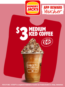 DEAL: Hungry Jack's - $3 Medium Iced Coffee with Kit Kat via App (until 25 March 2024) 3