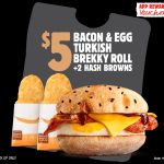 DEAL: Hungry Jack’s – $5 Bacon & Egg Turkish Brekky Roll & 2 Hash Browns via App (until 25 March 2024)