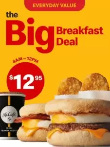 DEAL: McDonald's - $12.95 Big Breakfast Deal with 2 McMuffins, 2 Hash Browns & Medium Coffee (4am-12pm Daily) 3