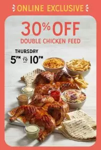 DEAL: Oporto - 30% off Double Chicken Feed ($42.67) on Thursdays 5pm-10pm 3