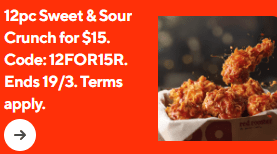 DEAL: Red Rooster - 12 Pieces of Sweet & Sour Crunch Chicken for $15 via DoorDash (19 March 2024) 7