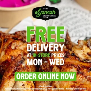 DEAL: El Jannah - Free Delivery at In-Store Prices on Mondays to Wednesdays 8