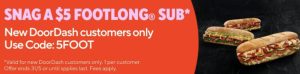 DEAL: Subway - $5 Footlong Sub for New DoorDash Customers (until 31 May 2024) 20