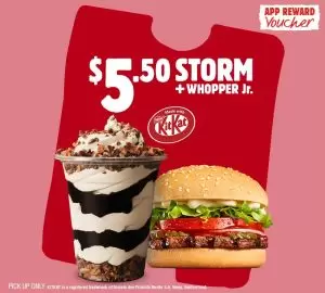 DEAL: Hungry Jack's - $5.50 Whopper Junior & Kit Kat Storm via App (until 13 May 2024) 3