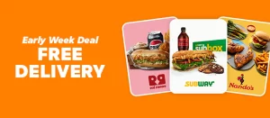 DEAL: Menulog - Free Delivery at Subway, Red Rooster & Nando's with $20 Spend on Mondays to Wednesdays 6