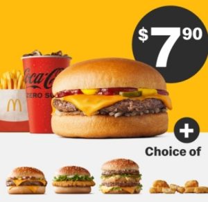 DEAL: McDonald’s - $7.90 Small Cheeseburger Meal + Extra Big Mac, McChicken, Quarter Pounder or 6 McNuggets via mymacca's App (until 12 May 2024) 1