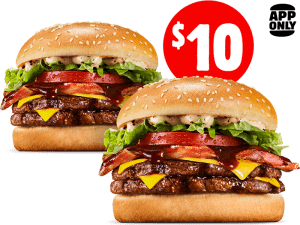 DEAL: Hungry Jack's - 2 Texan Bacon Deluxe for $10 via App 1