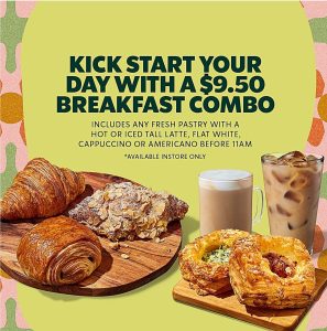DEAL: Starbucks - $9.50 Breakfast Combo with Pastry & Coffee 11am 4