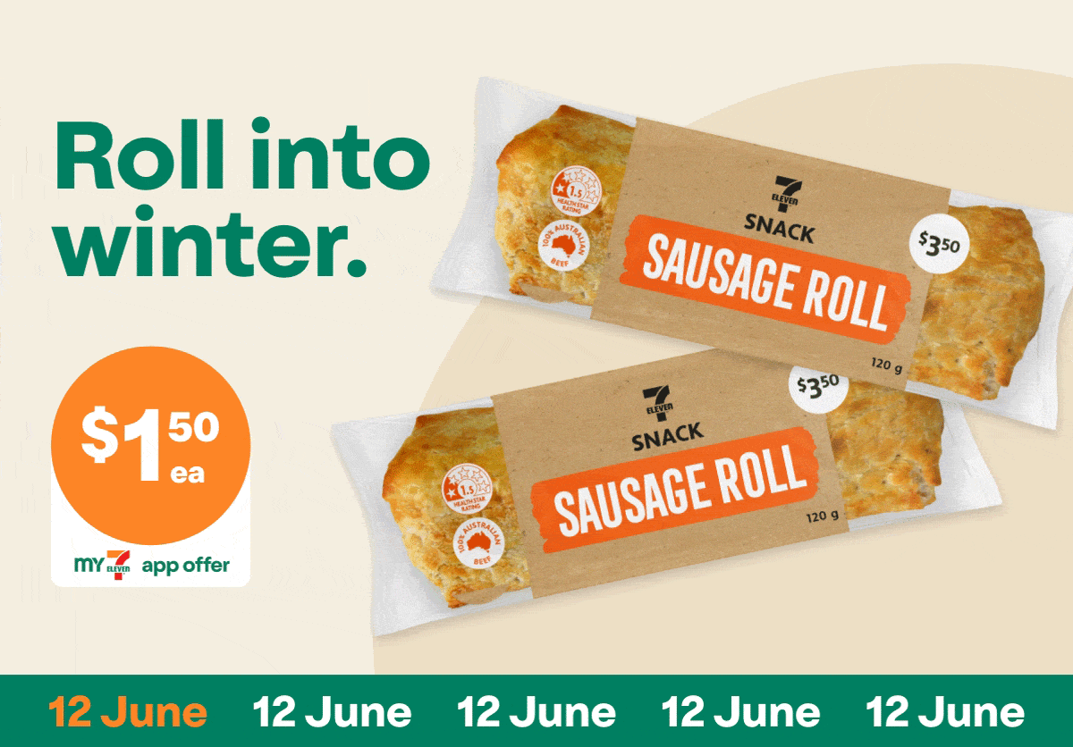 DEAL: 7-Eleven - $1.50 Snack Sausage Roll via App (12 April 2024) 1