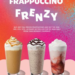 DEAL: Starbucks - Buy 1 Full Price Frappuccino, Get Any Extra for $3 Each 3
