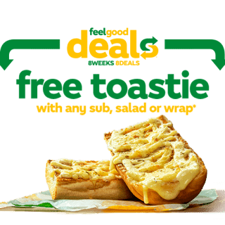 DEAL: Subway – Free Toastie with Any Sub, Salad or Wrap via App or Online (until 16 July 2024) 6 DEAL: Subway – Free Toastie with Any Sub, Salad or Wrap via App or Online (until 16 July 2024) 6