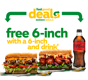DEAL: Subway – Free 6-Inch Sub with 6-Inch & Drink Purchase via App or Online (3 November 2024) 1