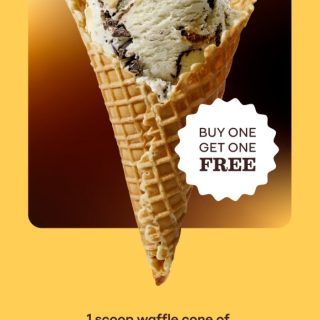 DEAL: Baskin Robbins – Buy One Get One Free Caramel Honey Chocolate Chip Cheesecake 1 Scoop Waffle Cone for Club 31 Members 2