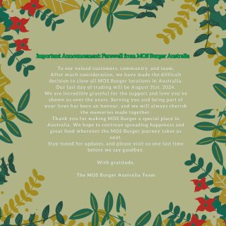 NEWS: MOS Burger to Close in Australia 1