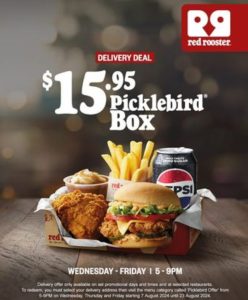 DEAL: Red Rooster - $15.95 Picklebird Box 5-9pm Wednesdays-Fridays via Red Rooster Delivery (until 23 August 2024) 1